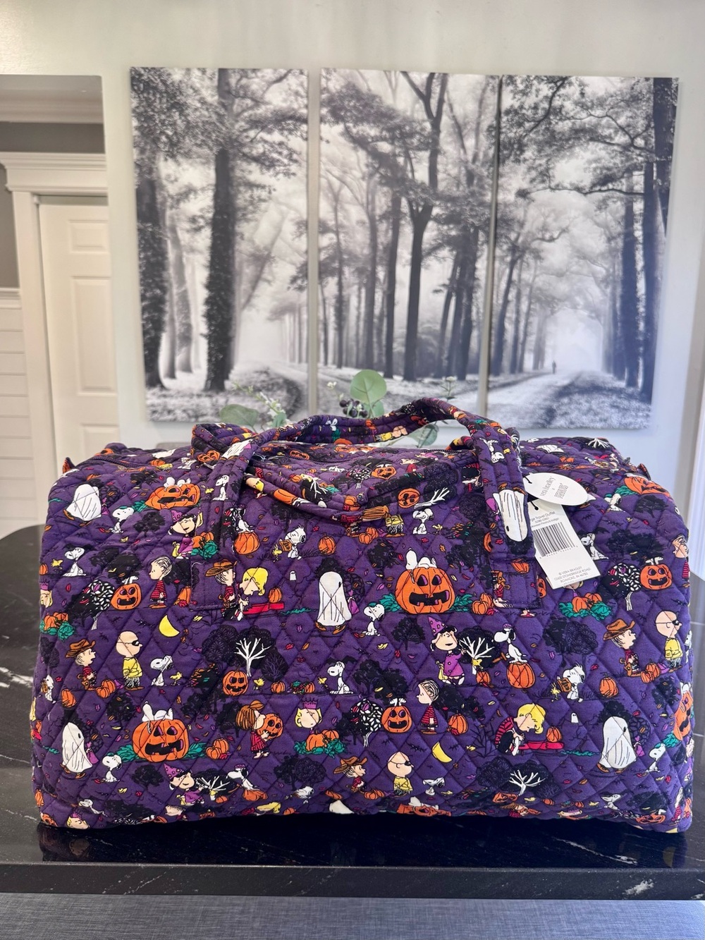 💜🎃👻Vera Bradley x Peanuts Halloween Purple/Indigo Large Travel Duffel NWT Rare